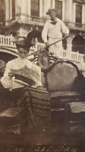 Eleanor Roosevelt riding in a Venice gondola during her honeymoon. (FDRL)