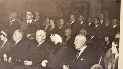 Eleanor Roosevelt taking in a hearing on New York legislature. (Wide World)