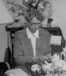 Eleanor Roosevelt (seen during World War II), traveled with a typewriter to peck out her own writing and make deadline, in case she was unable to dictate her magazine and newspaper columns. (Getty)