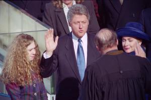 Chelsea Clinton was the first presidential child to participate in the Inauguration Day swearing-in ceremony. (UPI)