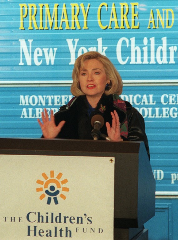 Hillary Clinton promoting the Children's Health Insurance Program. (theatlantic.com)