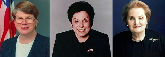 Hillary Clinton worked closely on a number of issues with Cabinet members Donna Shalala, Janet Reno and Madeline Albright. (Wikipedia)