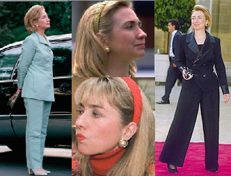 The hair headbands Hillary Clinton used at the start of her tenure as First Lady to the pants suits she wore at the end of it became iconic looks associated with her, both reflecting her activism and professionalism. (pinterest)