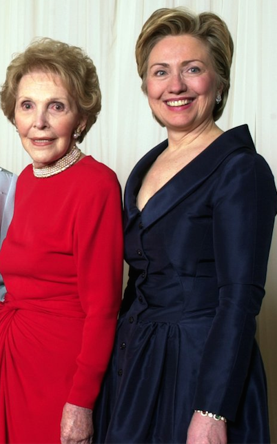 Nancy Reagan and Hillary Clinton, 2003. (Getty)