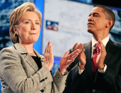 Hillary Clinton on stage for a televised debate with Barack Obama, her primary rival for the 2008 Democratic presidential nomination. (CNN)