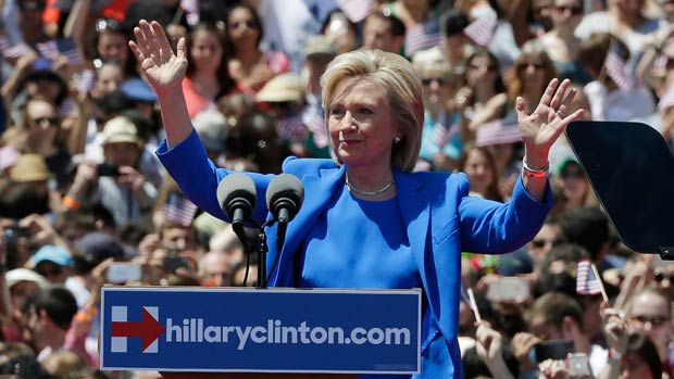 Hillary Clinton at the launch of her 2016 campaign on Governor's Island, New York in June of 2015. (Getty)