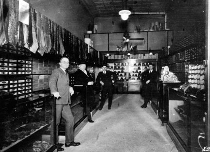 The Truman-Jacobsen Haberdashery store, Kansas City, the future President at far left. (HSTL)