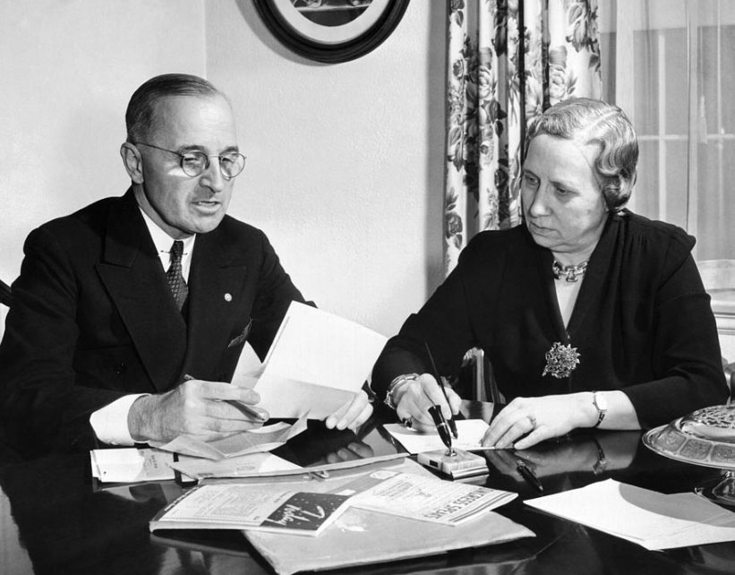 Bess Truman served as her husband’s primary advisor and aide, both salaried and unsalaried. (HSTL)