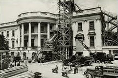 The White House during the Truman renovation. (National Archives)