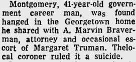 The Montgomery suicide was tangentially linked to the Truman family in the press, as suggested in this excerpt. (Sarasota Journal)