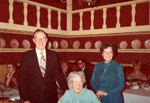 Bess Truman with friends in a local restaurant, circa late 1970s. (HSTL)