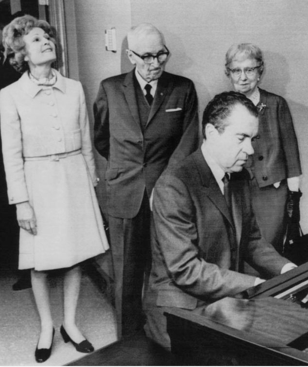 Harry and Bess Truman with Richard and Pat Nixon during the latter’s 1970 visit with them. (Nixon Library)